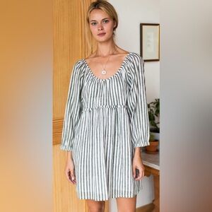 EMERSON FRY India Collection Organic Cotton Jasmine Dress green/white stripe- XS